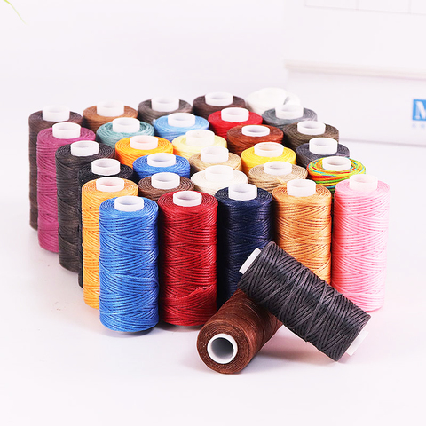 50M 150D 0.8mm Flat Waxed Sewing Line thickness Waxed Thread for Leather waxed Cord for Leather Craft Hand Stitching Thread ► Photo 1/6