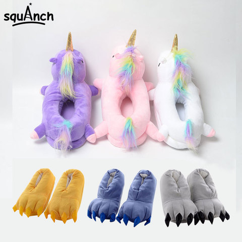 Unicorn Slippers Cartoon Animal Claw Kigurumis Onesies Pajama Shoes Kid Adult Kawaii Funny Paws Casual Cosplay Prop Party Wear ► Photo 1/5