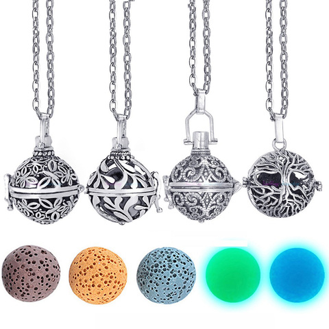 Dropshipping Felt Ball Lava Stone Aromatherapy Antique Vintage Glow Diffuser Necklace Locket Necklace for Perfume Essential Oil ► Photo 1/6