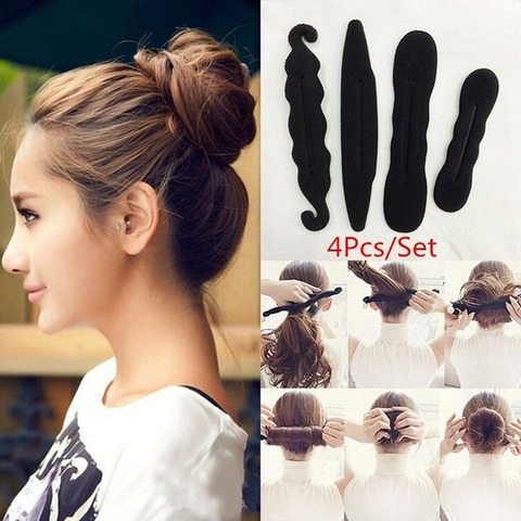 4Pcs/Set Women Magic Foam Sponges Styling Hair Clip Device Donut Quick Messy Bun Updo Hairs Clips Tools Braid  Hair Accessories ► Photo 1/6