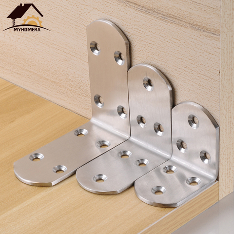 Myhomera Stainless Steel Corner Brackets Joint Fastener Fixed Connector Corner Bracket Code Hardware for Shelf Chair Board Table ► Photo 1/6