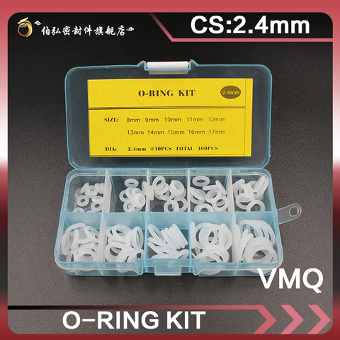 Silicone rubber O-rings Thickness 2.4mm white Ring Silicon O Ring Seal VMQ Washer oring set Assortment Kit Set O Ring ► Photo 1/6