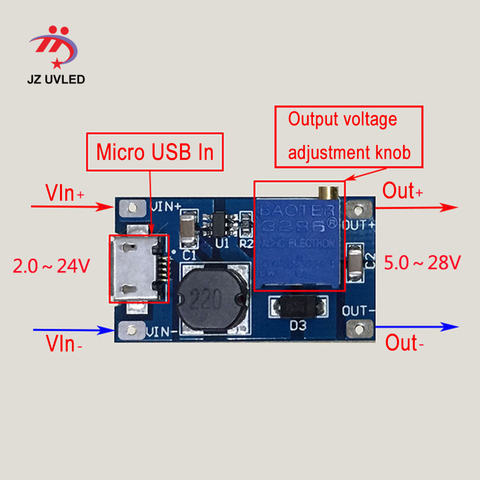 USB Power module for 275nm UVC Lamp 8mm flashlight circuit board UV disinfection equipment LED Deep violet ultraviolet lights ► Photo 1/6