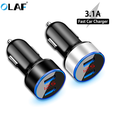 3.1A LED Display Dual USB Car Charger Universal Mobile Phone Car-Charger for Xiaomi Samsung S8 S9 iPhone X 6 6s 7 8 Plus Tablet ► Photo 1/6