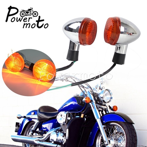 For Honda Shadow 400 750 VT750 04-07 Chrome Front/Rear Amber Turn Signal Light Emark E13 11V 21W Indicator Flasher Light ► Photo 1/6