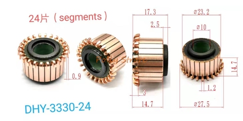 1PC 10*23.2*17.3mm 24P Teeth Copper Hook Type Electrical Motor Commutator DHY-3330-24 ► Photo 1/1