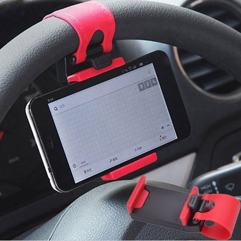 Car Holder Mini Air Vent Steering Wheel Clip Mount Cell Phone Mobile Holder Universal For iPhone Support Bracket Stand ► Photo 1/6