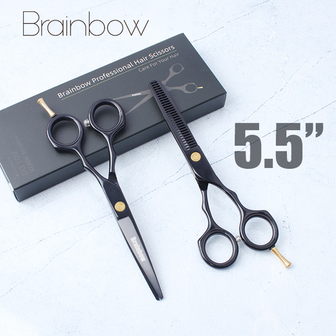 Brainbow 5.5''Professional Hairdressing Scissors Kit 4cr13 Steel Hair Scissors Cut Thin Hair Cloak Razor Comb Clip Styling Tools ► Photo 1/6
