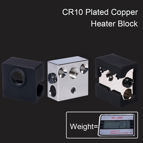 Swiss CR10 Heater Block Plated Copper MK8 Silicone Sock For CR10 Hotend CR-10 Extruder MK8 Nozzle Ender-3 CR10S 3D Printer Parts ► Photo 1/6