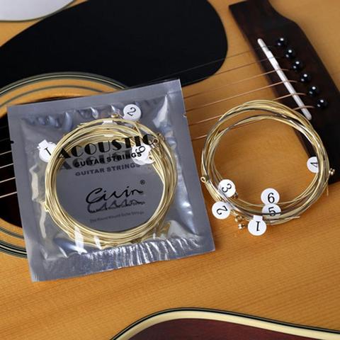 6pcs/set Universal Acoustic Guitar String Brass Hexagonal Steel Core Strings For Musical Instruments Guitars Strings Guitar Part ► Photo 1/6