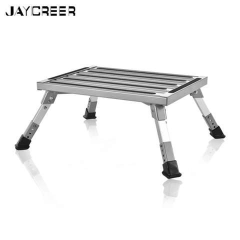 JayCreer Aluminum Folding Platform Steps RV Step Stool With Anti-Slip Surface & Rubber Feet For Motorhome,Trailer, SUV ► Photo 1/6
