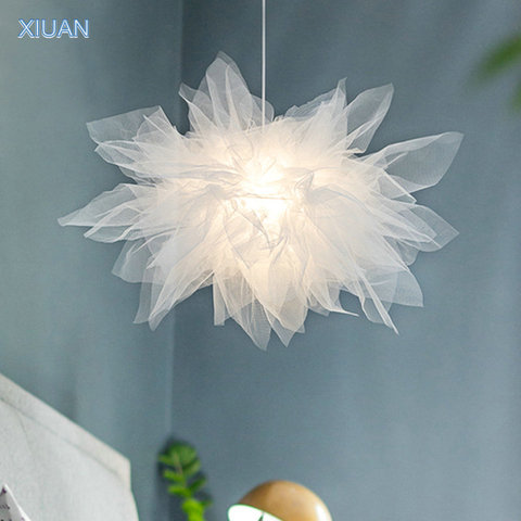 Wedding Decoration Voile Lace White Pendant Lamp Creative Art Designer High Ceiling Hanging Light Girl Woman Bedroom Lighting ► Photo 1/6