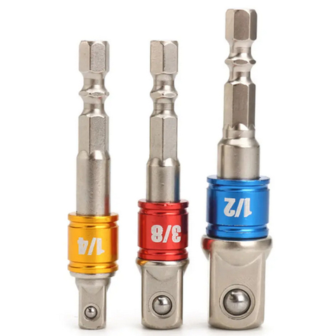 WENXING 3pcs Power Screwdriver Driver Socket Bit Adapter Drill Nut Driver 1/4