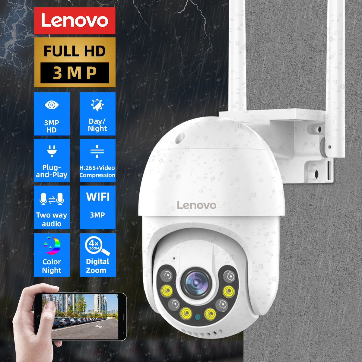LENOVO Baby Monitor Wireless WiFi IP Camera Full HD Pan Tilt Video PTZ night 