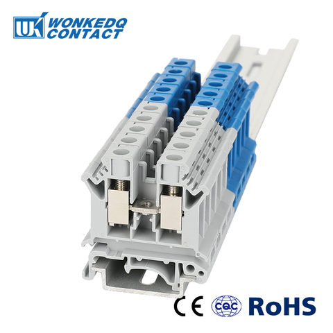 10Pcs Din Rail Terminal Blocks UK-10N Universal Wiring Class Connector Screw Conductor UK10N screw terminal block ► Photo 1/6