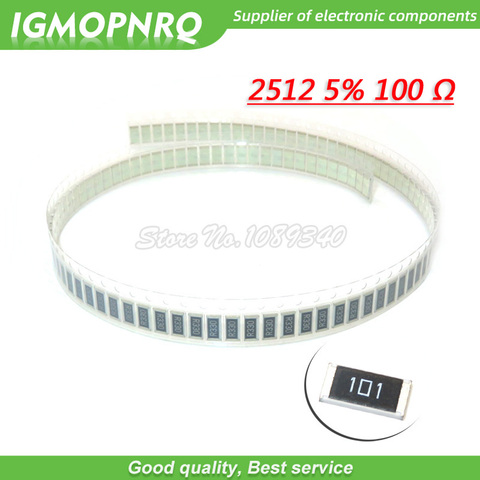 50PCS 2512 SMD Resistor 5% 100 ohm 1W 100R 101 IGMOPNRQ ► Photo 1/1