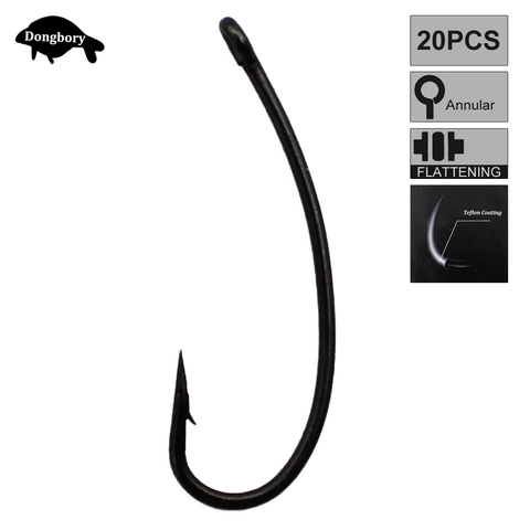 20PCS Long Shank Carp Hooks Telflon Coated Longshank Fishing Hook Barbed Fishhook Baitholder for Carp Chod Rig Hooks Accessories ► Photo 1/6