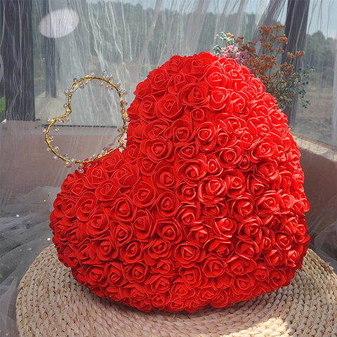 Hot Sales Valentines Day Gift 25cm Red Rose Loving Heart Rose Flower Artificial Decoration Christmas Gifts Women Valentines Gift ► Photo 1/1
