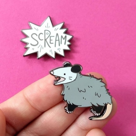 Screaming Opossum Enamel Pin Opossum Pin Possum Enamel Pin Scream Pin Lapel Pin ► Photo 1/2