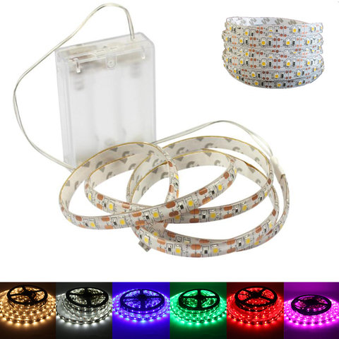 LED Strip 5V AA Battery Powered Waterproof LED Strip Light 3528 60LEDs/M Flexible LED Ribbon Diode Tape Lamp 50CM 1M 2M 3M 4M 5M ► Photo 1/6