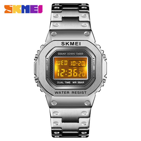 SKMEI 1456 Sports Watches Military Sports Watches Analog Digital stainless steel SHOCK LED Quartz Wristwatches relogio masculino ► Photo 1/6