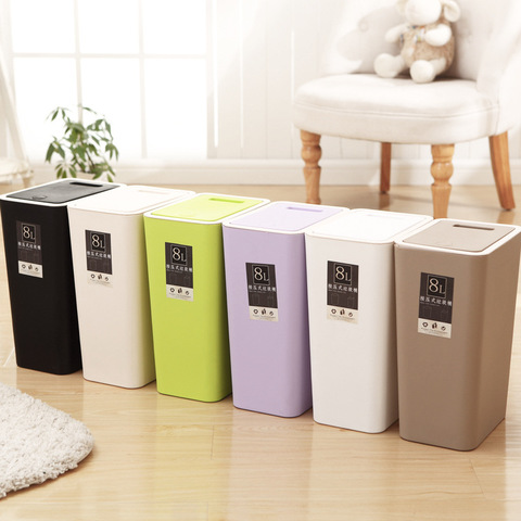 8L/12L trash can household Thicken plastic kitchen bathroom Waste Bin living room Toilet Trash can Office Paper Basket mx9121611 ► Photo 1/6