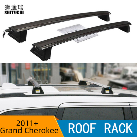 For JEEP Grand Cherokee 2010-2022 roof bar car special aluminum alloy belt lock Led lamp Roof luggage WK2 SRT-8 STEEL RAILS ► Photo 1/6