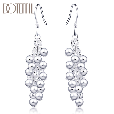 DOTEFFIL 925 Sterling Silver Smooth Grape Bead Earrings Fashion Woman Charm Earrings Wedding Jewelry ► Photo 1/6