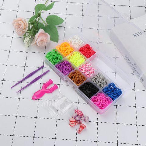 600Pcs/Box Rubber Loom Bands Girl Gift Elastic Band for DIY Weaving Lacing Bracelet Set Wholesale ► Photo 1/6