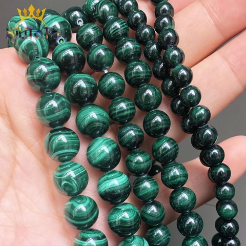 Natural Genuine Stone Beads Green Malachite Round Loose Beads For Jewelry Making DIY Bracelet Accessories 7.5'' 6/8/10/12mm ► Photo 1/6