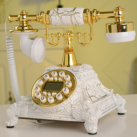 Retro Corded Telephone, Marble Brushed Desktop Lindline Phone, Rotary / Buttons Dial, Caller ID, Backlight for Home/Hotel/Office ► Photo 1/5