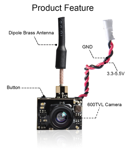 AKK BA3/BA2/BA1 5.8G 40CH VTX 0/25mW/50mW/200mW Switchable 600TVL 1/3 Cmos FPV AIO Camera ► Photo 1/6