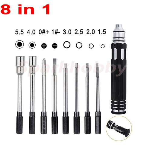 1set Sparkhobby Steel 8 in 1 Screwdriver Set Hexagon Socket Multifunctional Repair Tool Kit for RC Car Drones Models ACCS parts ► Photo 1/6