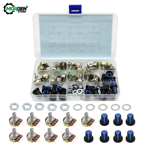 18Pcs 20Pcs WH148 Single Potentiometer Blue White with Knob Cap ► Photo 1/6