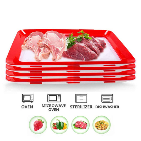 Creative Food Preservation Tray Healthy Fresh Tray Food Storage Container With Elastic Lids  Reusable Kitchen Storage Container ► Photo 1/6