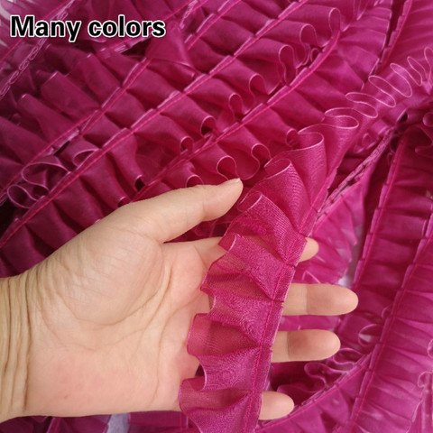 Soft 4CM Wide Pleated Tulle Fine Lace Ribbon Ruffle Trim Collar Applique DIY Crafts Dress Clothes Skirt Pet Bib Sewing Fabric ► Photo 1/5