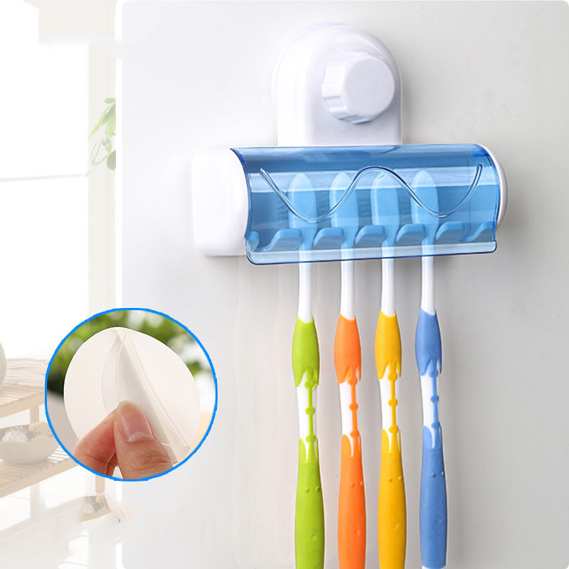 Durable Bathroom Wall Colorful Suction Cup Toothbrush Holders Toothpaste Stand 