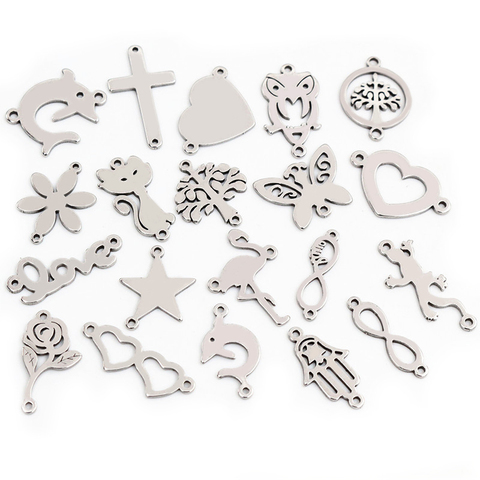 20pcs No Fade 316 Stainless Steel Double Loops Star Tree Heart Cute Charms Pendant DIY Jewelry Findings for Necklace Bracelet ► Photo 1/6
