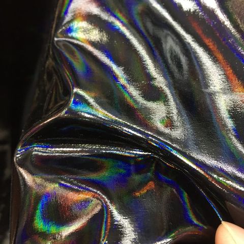 black elastic synthetic holographic PU Stage clothing leather material ► Photo 1/6