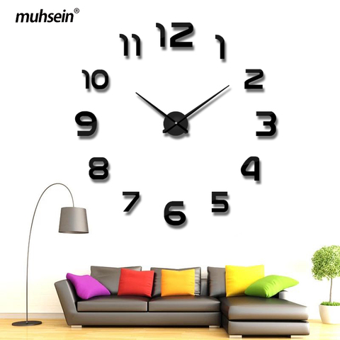 2022 New Metall Moderne 3D DIY Wall Clock Acrylic+EVR+Metal Mirror Home Decoration Super Big 130cm X130 Cm Factory Freeshipping ► Photo 1/6