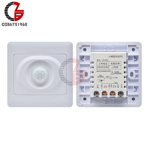 AC 110V 220V LED PIR Motion Sensor Switch IR Infrared Human Induction Detect Sensor Indoor Outdoor On Off Switch Light Switch ► Photo 1/6