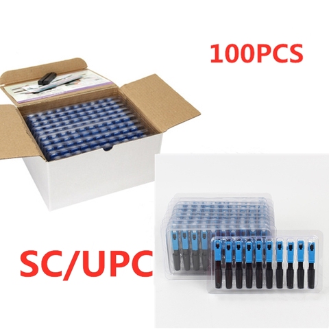 100 PCS Embedded SC UPC Fiber Optic Fast Connector FTTH single-mode fiber optic SC  quick connector SC adapter Field Assembly ► Photo 1/6