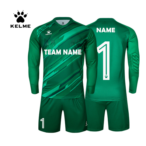 KELME Custom Football Jerseys Goalkeeper Jersey Men Long Sleeve Football Uniform Soccer Shorts Traning Sponge Protector 3801286 ► Photo 1/6