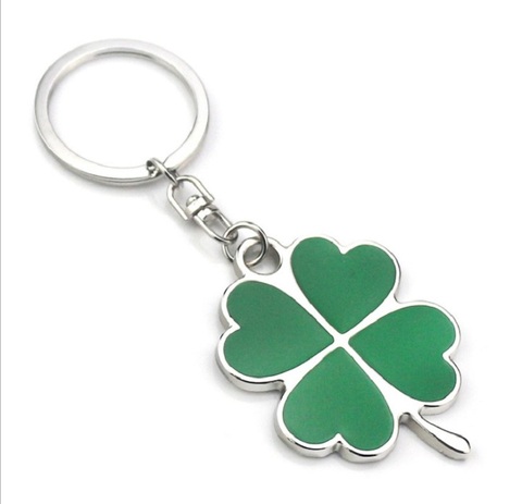 Creatively Top Quality Stainless  Green Leaf Keychain Fashion Beautiful Four Leaf Clover Steel Lucky Key Chain For Hot Sale ► Photo 1/6