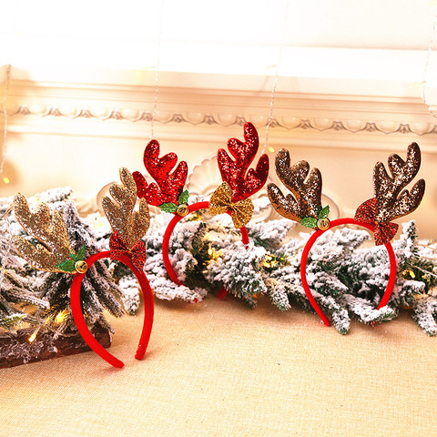 New Year 2022 Kids Gift Antler Headband Elk Christmas Tree Headwear Christmas Decorations for Kids Adult Natal Noel Navidad 2022 ► Photo 1/6