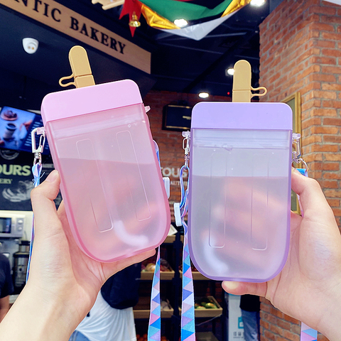 Creative Cute Mobile Phone Straw Water Bottle With Strap Portable