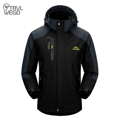 TRVLWEGO Camping Hiking Jacket Men Autumn Outdoor Sports Coats Climbing Trekking Windbreaker Travel Waterproof Jackets Black ► Photo 1/6