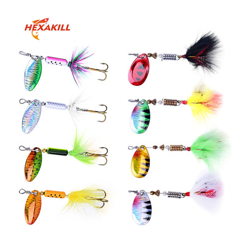 Fishing Fake Bait Rotating Spoon Sequins Metal Hard Bait Spinner Fishing Lure  Treble Hooks Wobblers Bass Pesca Hook Tackle Lures