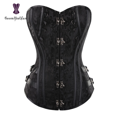 Locking Closure Steam Punk Style Women Waist Shapewear Overbust Corset  Bustier With G String Black Brown 916# - Price history & Review, AliExpress  Seller - Waist Shaper & Lingerie Corset Store