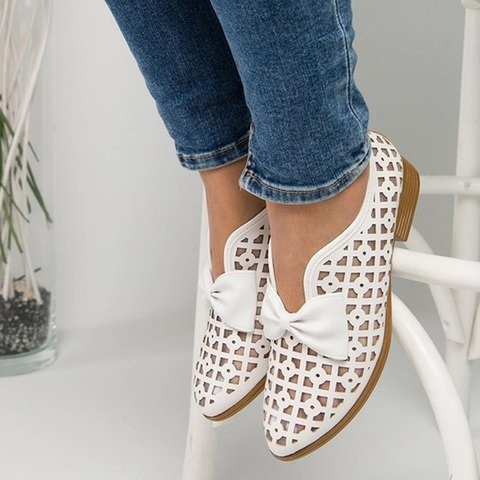 2022 Summer Loafers Bowtie Women Flats Pointed Toe Spring Shoes For Woman Platform Female Slip On Fotwear Women's Plus Size ► Photo 1/6